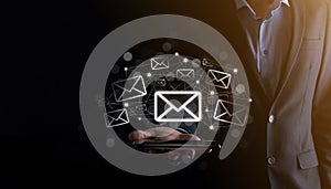 Email marketing and newsletter concept.Contact us by newsletter email and protect your personal information from spam mail concept