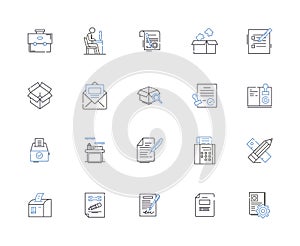 Email marketing outline icons collection. Email, Marketing, Campaigns, Messages, Automation, Lists, Opt-in vector and