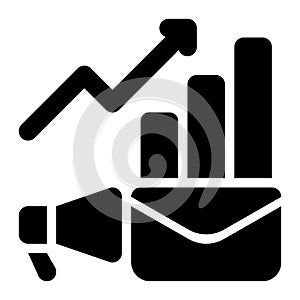 Email Marketing Analytics Glyph Solid Icon