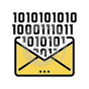 email message with binary code color icon vector illustration