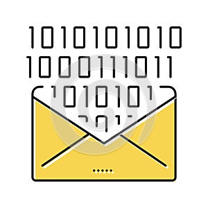 email message with binary code color icon vector illustration