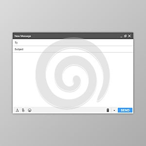 Email message Blank window of E-mail, template. E-mail blank template internet mail frame interface for mail message