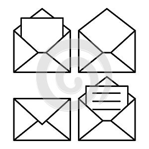 Email message envelope icon outline vector isolated on white