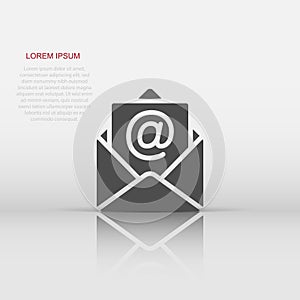 Email message icon in flat style. Mail document vector illustration on white isolated background. Message correspondence business