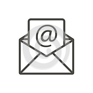 Email message icon vector. Line open mail symbol.