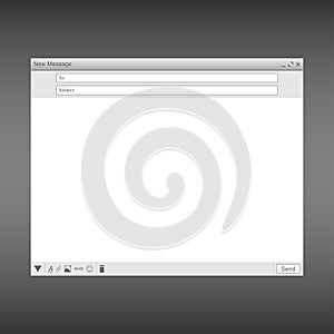 Email message page. User interface of message send form. Template for UI and UX design.