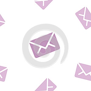 Email message seamless purple pattern on white background mail letter correspondence