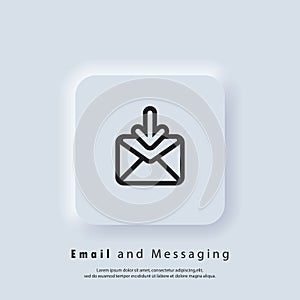 Email and messaging icon. Envelope with arrow down. Email Icon. Newsletter logo. Email marketing campaign. Vector EPS 10. UI icon