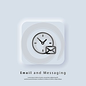Email and messaging icon. Envelope with clock time. Email Icon. Newsletter logo. Email marketing campaign. Vector EPS 10. UI icon