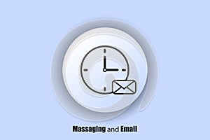 Email and messaging icon. Envelope with hours. the concept of waiting for sending a message, letter. button for sites. Neomorphism