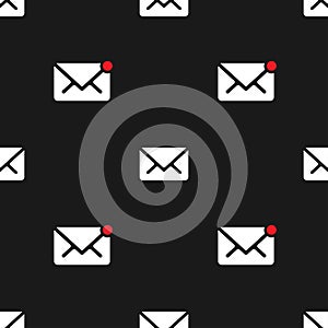 Email new message seamless pattern on black background mail message correspondence