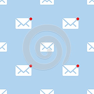 Email new message seamless pattern on blue background mail message correspondence