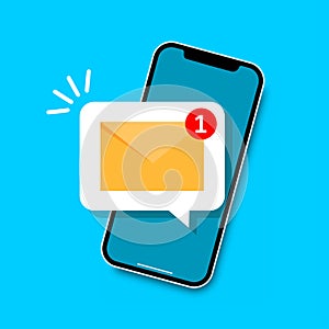 Email notification concept. New email on the smartphone screen photo
