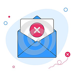 Email notification with an error alert inside blue envelope
