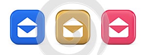 Email open envelope letter received incoming message button 3d realistic icon