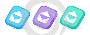 Email open envelope letter received incoming message button 3d realistic isometric icon