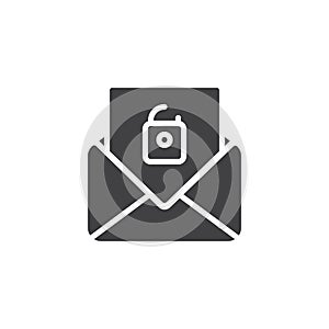 Email open newsletter padlock vector icon