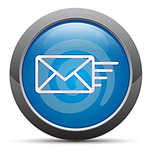 Email option icon premium blue round button vector illustration