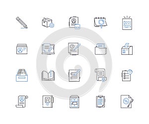 Email outreach line icons collection. Prospecting, Targeting, Personalization, Campaigns, Response, Engagement, Follow