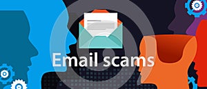 Email scam via smart-phone security fraud vector illustration