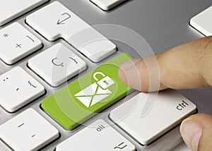 Email secure - Inscription on Green Keyboard Key