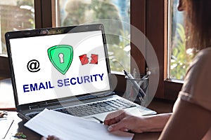 Email security concept on a laptop screen