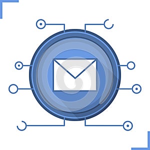 Email security flat design long shadow icon