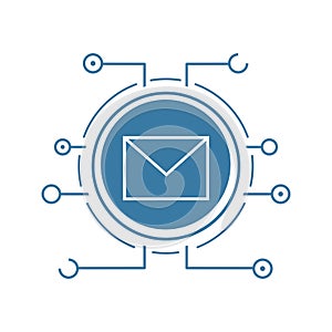 Email security flat linear long shadow icon