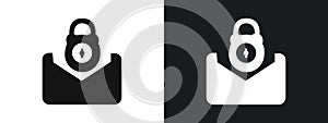 Email security key icon linear graphics set vector in black