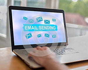 Email sending concept on a laptop