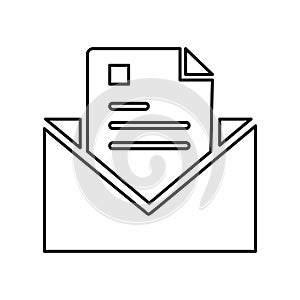 Email, sent, letter, newsletter outline icon. Line art sketch