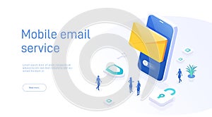 Email service concept. Electronic mail message as part of business marketing. Webmail or mobile service layout for