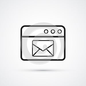 Email service flat line trendy black icon. Vector eps10