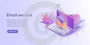 Email service isometric vector illustration. Electronic mail mes