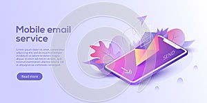 Email service isometric vector illustration. Electronic mail mes