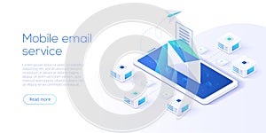 Email service isometric vector illustration. Electronic mail mes