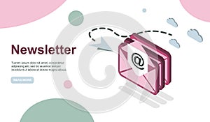 Email service isometric vector illustration. Electronic mail message concept as part of business marketing. Webmail or