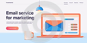 Email service isometric vector illustration. Electronic mail message concept as part of business  marketing. Webmail or mobile