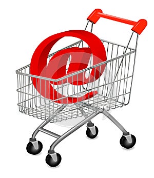 Email and shopping cart, concept of E-commerce