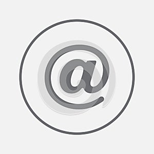 Email sign icon vector, solid illustration, pictogram isolated on gray.