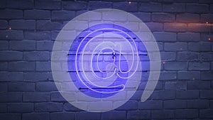 Email at sign neon light 3D render illustration