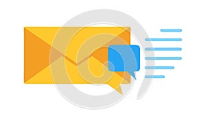 Email with Speech Bubble, Interactive Messaging Icon, vector design Generative AI