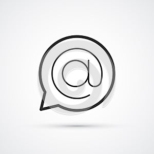 Email in speech buuble flat line trendy black icon. Vector eps10