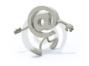 Email symbol with arms and legs