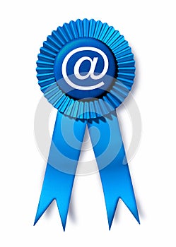 Email symbol with blue ribbon award