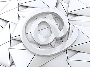 Email symbol on business letters concept for internet, contact u