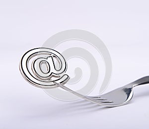 Email symbol on a fork