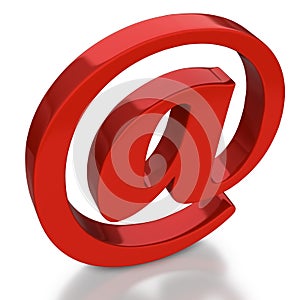 Email symbol with reflection on white background