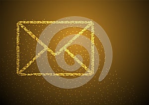 Email symbol shape Particle Bokeh star pattern, You got mail concept design gold color illustration on brown gradients background