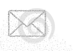 Email symbol shape Particle Geometric Square box pixel pattern, You got mail concept design black color illustration on white